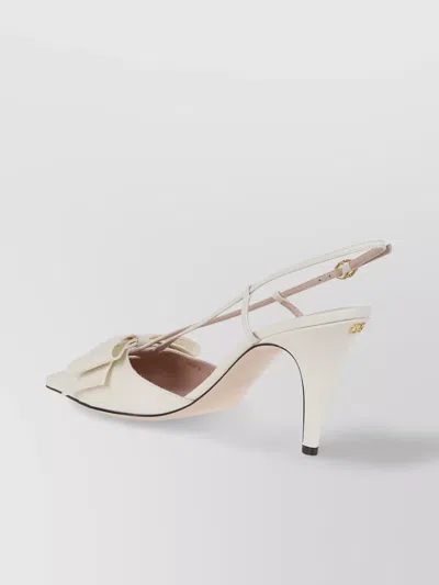 Valentino Garavani Valentino Bowow 85 Leather Slingback Pump In White