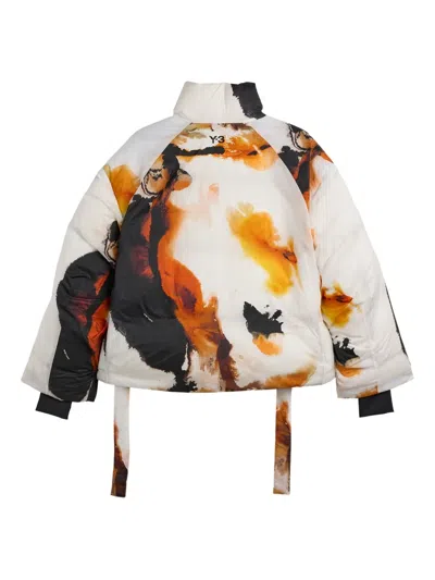 Y-3 Printed Puffer Jacket In White