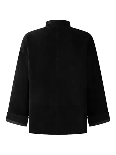 Shanghai Tang Tang Suede Jacket In Black