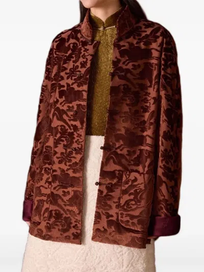 Shanghai Tang Jacquard-pattern Jacket In Brown