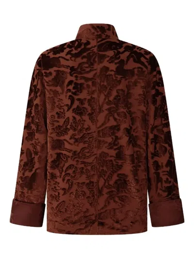 Shanghai Tang Jacquard-pattern Jacket In Brown