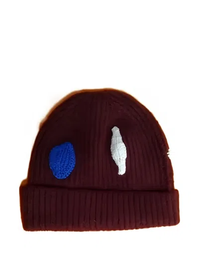 Exquisite J Embroidered-patches Beanie In Brown