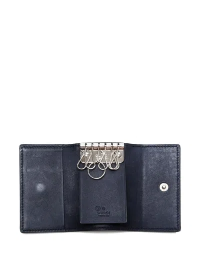 Pre-owned Gucci 2015-2025 Shima Keycase In Black