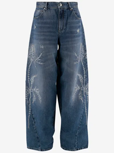 Blumarine Jeans Dalla Gamba Ampia In Denim Donna In Blue