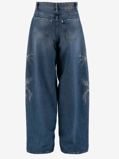 Blumarine Jeans Dalla Gamba Ampia In Denim Donna In Blue
