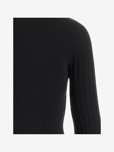 Blumarine High-neck Sweater With Flared Sleeves In Black