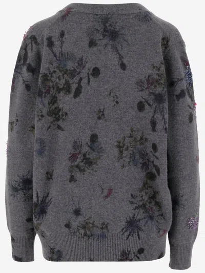Blumarine Women Printed Wool Blend Oversize Cardigan In Gray