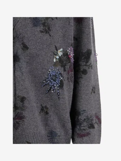 Blumarine Women Printed Wool Blend Oversize Cardigan In Gray