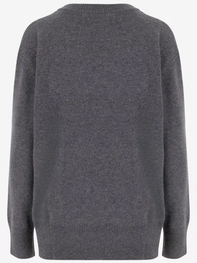 Blumarine Wool Blend Sweater With Rhinestones In Gray