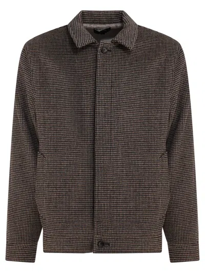 Vince Houndstooth Overshirt Jacket Jackets Brown In Blue