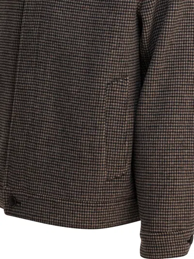 Vince Houndstooth Overshirt Jacket Jackets Brown In Blue