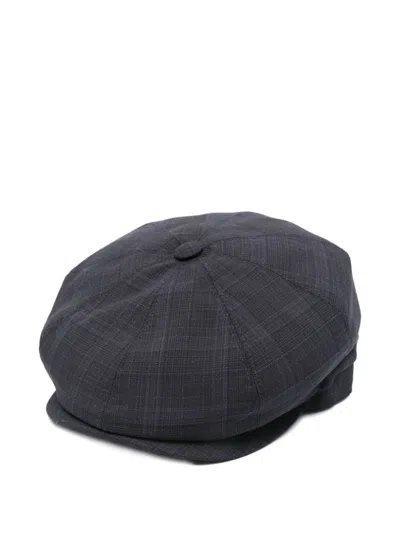 Borsalino Wool Cap With Flat Crown And Short Brim In Black