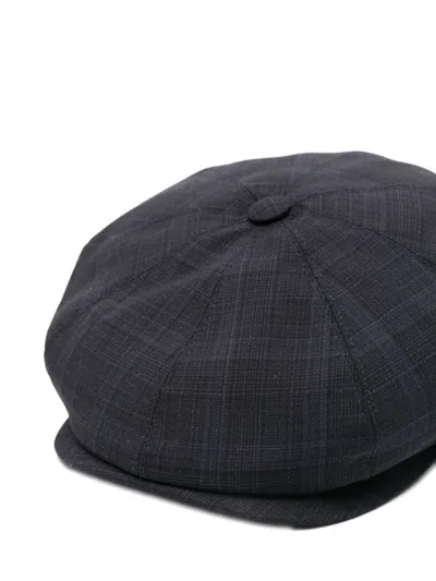 Borsalino Wool Cap With Flat Crown And Short Brim In Black