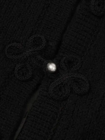 Shanghai Tang Embroidered Frog-button Cardigan In Black