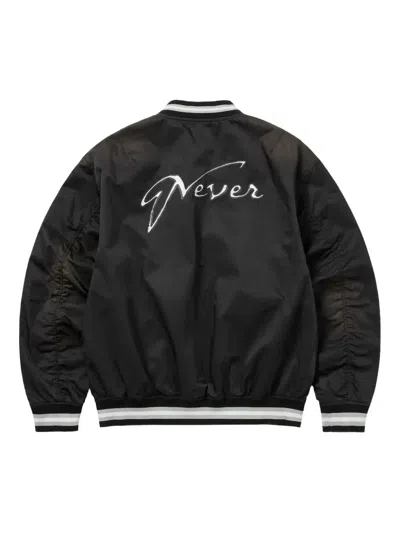 罗纹边饰刺绣飞行员夹克