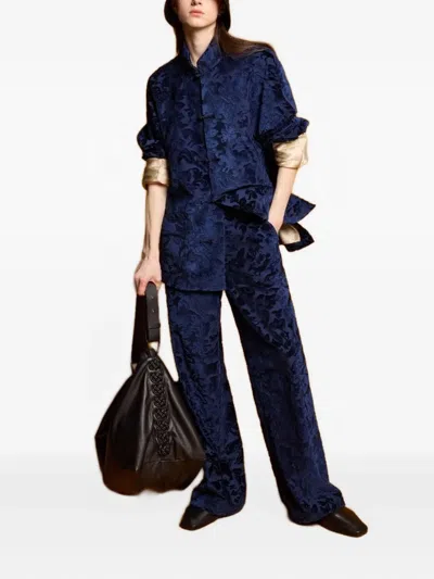 Shanghai Tang Jacquard-pattern Jacket In Blue