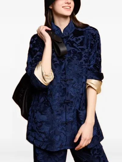Shanghai Tang Jacquard-pattern Jacket In Blue