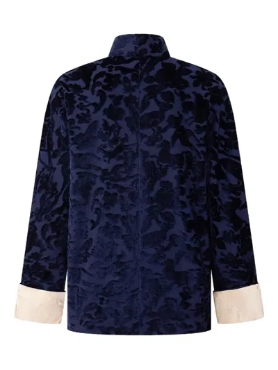 Shanghai Tang Jacquard-pattern Jacket In Blue