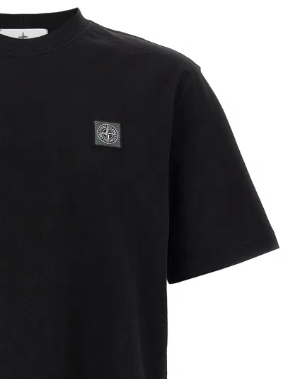 Stone Island Logo Cotton T-shirt In Black