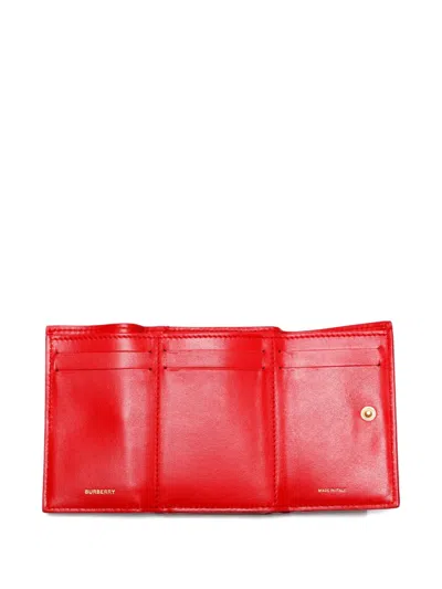 Pre-owned Burberry Tb Monogram 皮质钱包（2000-2020年代典藏款） In Red