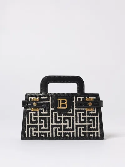 Balmain Small Geometric Pattern Handbag With Chain Strap In Black