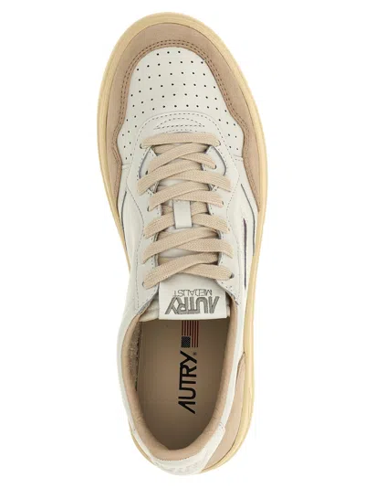 Autry Low-top Sneakers With Hybrid Leather Design And Metallic Accent In Multi