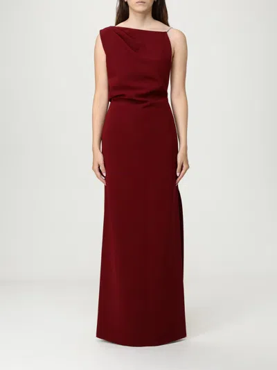 Max Mara One-shoulder Draped Detail Floor-length Dress In Red