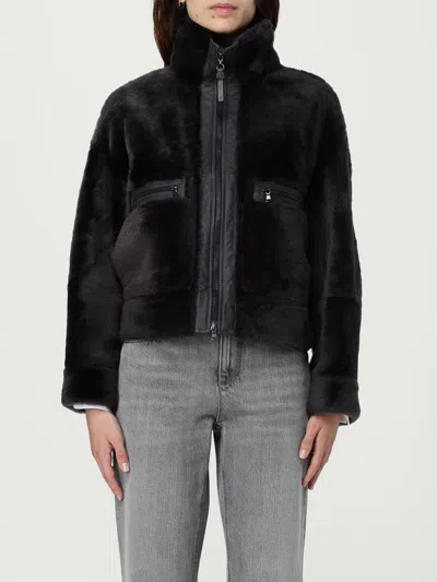 Brunello Cucinelli Grey Shearling Jacket With Two Front Welt Pockets With Zip In Gray