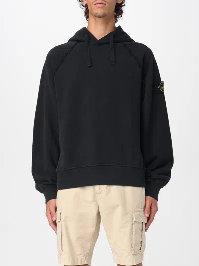 Stone Island Relaxed Fit Black Hoodie With Distinctive Patch Logo In Black