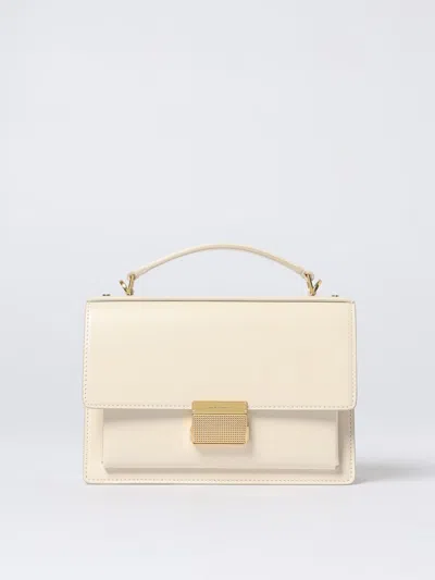 Golden Goose 'venezia' White Handbag With Lettering Logo And Clasp Closure In Leather Woman In White