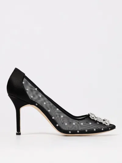 Manolo Blahnik Hangisi Polka-dot Mesh Pumps In Black