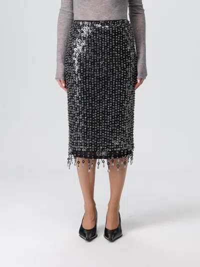Pinko Whisper Beaded High-waisted Sequin Skirt In Gray