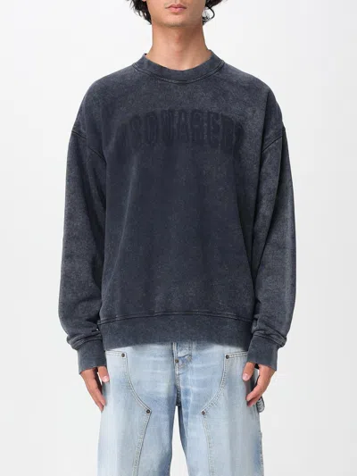 Dsquared2 Washed Grey Sweatshirt With Logo In Blue