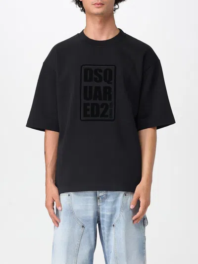 Dsquared2 Loose Fit Sl Logo Lucido Girocollo Sweatshirt In Black
