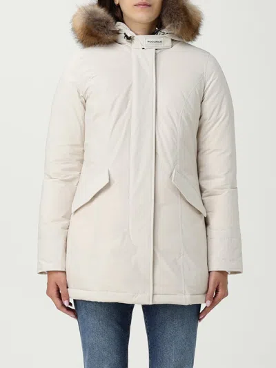 Woolrich Cotton Blend Parka Coat In Neutral