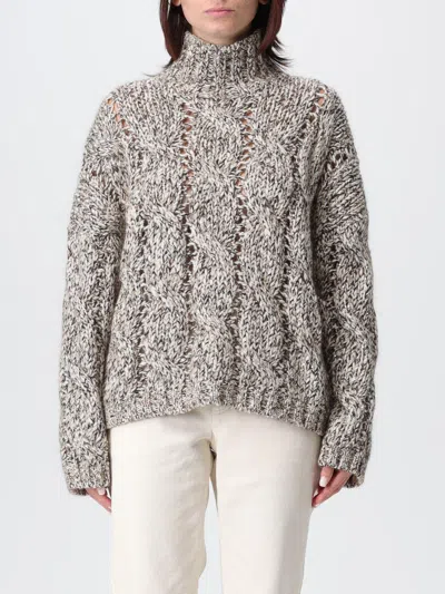 Brunello Cucinelli Wool And Cashmere Turtleneck Sweater With Sequins In Gray