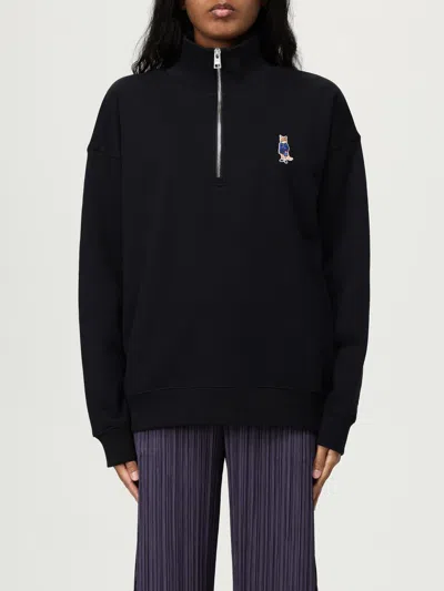 Maison Kitsuné Brunello Cucinelli Wool Belted Coat In Black