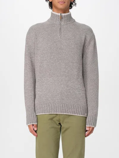 Paul & Shark Textured Knit Turtleneck Sweater With Ribbed Details In Gray