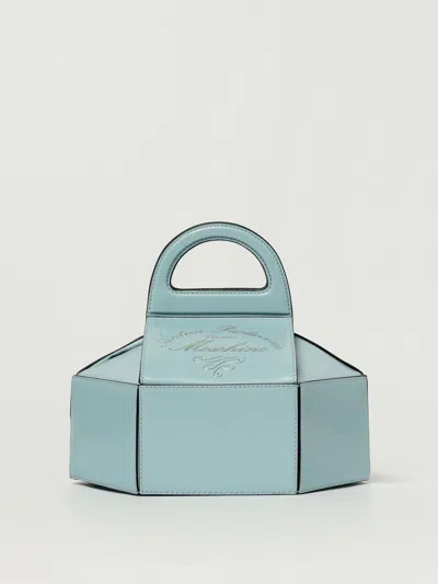 Moschino Cake Box Top Handle Leather Handbag In Blue