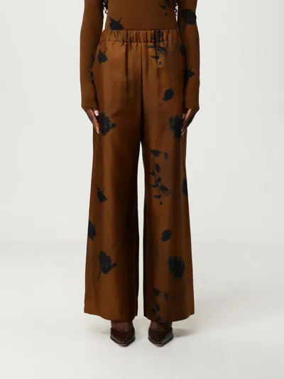Max Mara Helga Trousers In Printed Silk In Blue