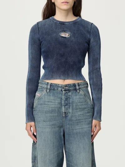 Diesel 'm-anchor-a' Knit Crop Top In Blue