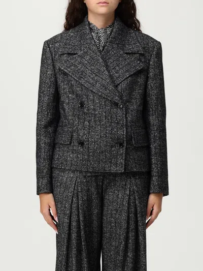 Dolce & Gabbana Striped Double-breasted Jacket In Blue