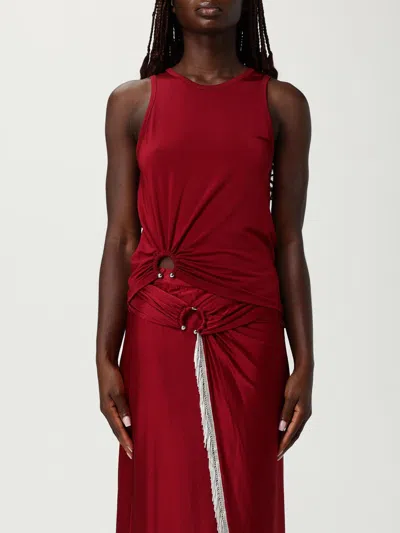 Rabanne Stretch Viscose Top Metal Embellishments In Red