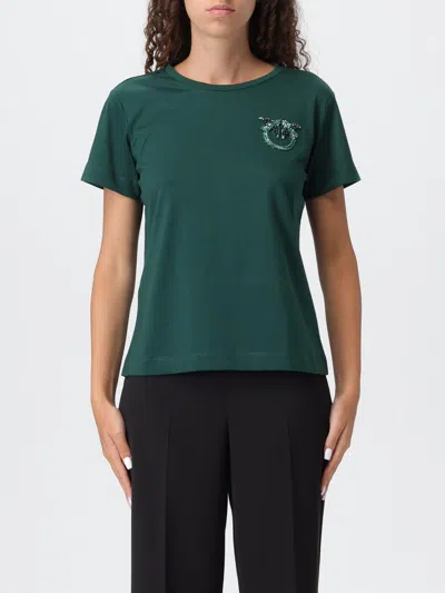 Pinko Love Birds Logo T-shirt In Green