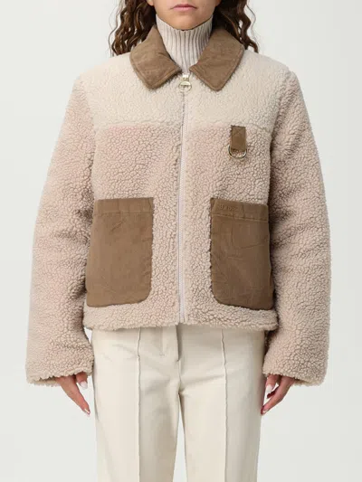 Barbour Collar Contrast Textured Fabric Patch Pockets D-ring In Neutral