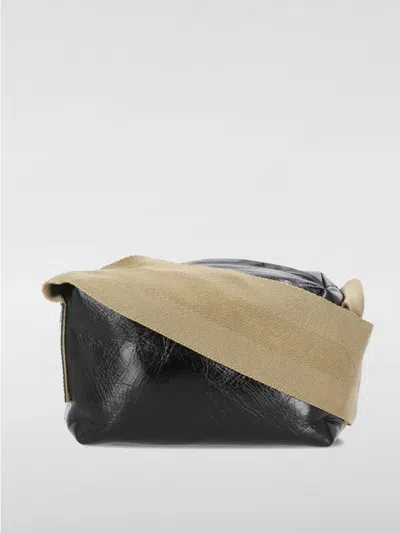 Uma Wang Textured Leather Shoulder Bag With Adjustable Strap In Black