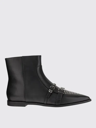 Pinko Leather Boots With Studs And Straps In Black