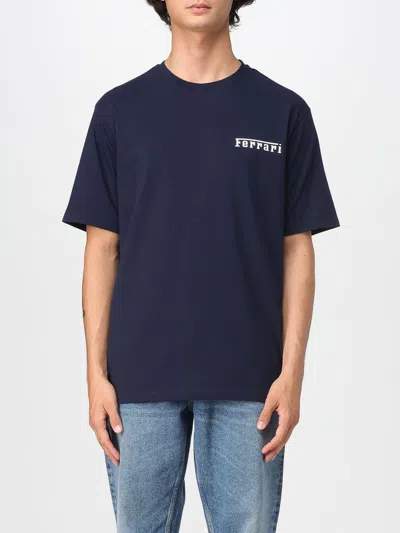Ferrari Cotton T-shirt With  Logo In Navy