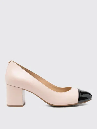 Michael Kors Block Heel Round Toe Two-tone Pumps In Pink