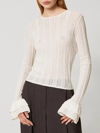 Twinset Pull Ajusté Avec Volants In White